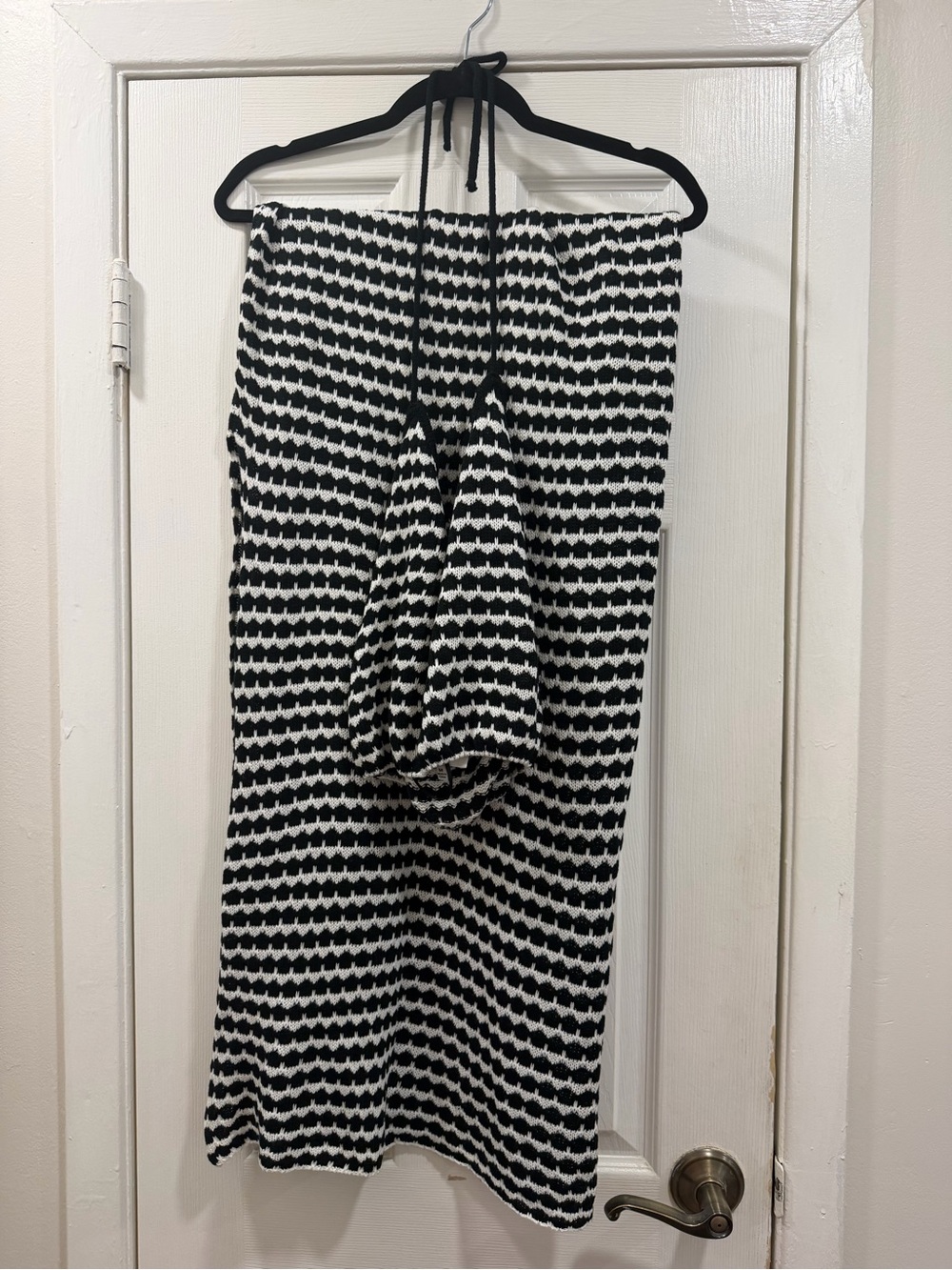Black and White Patterned Knit Maxi Skirt and Halter top